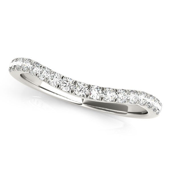 14k White Gold Pave Set Round Diamond Curved Wedding Band (1/4 cttw) by Bids.com