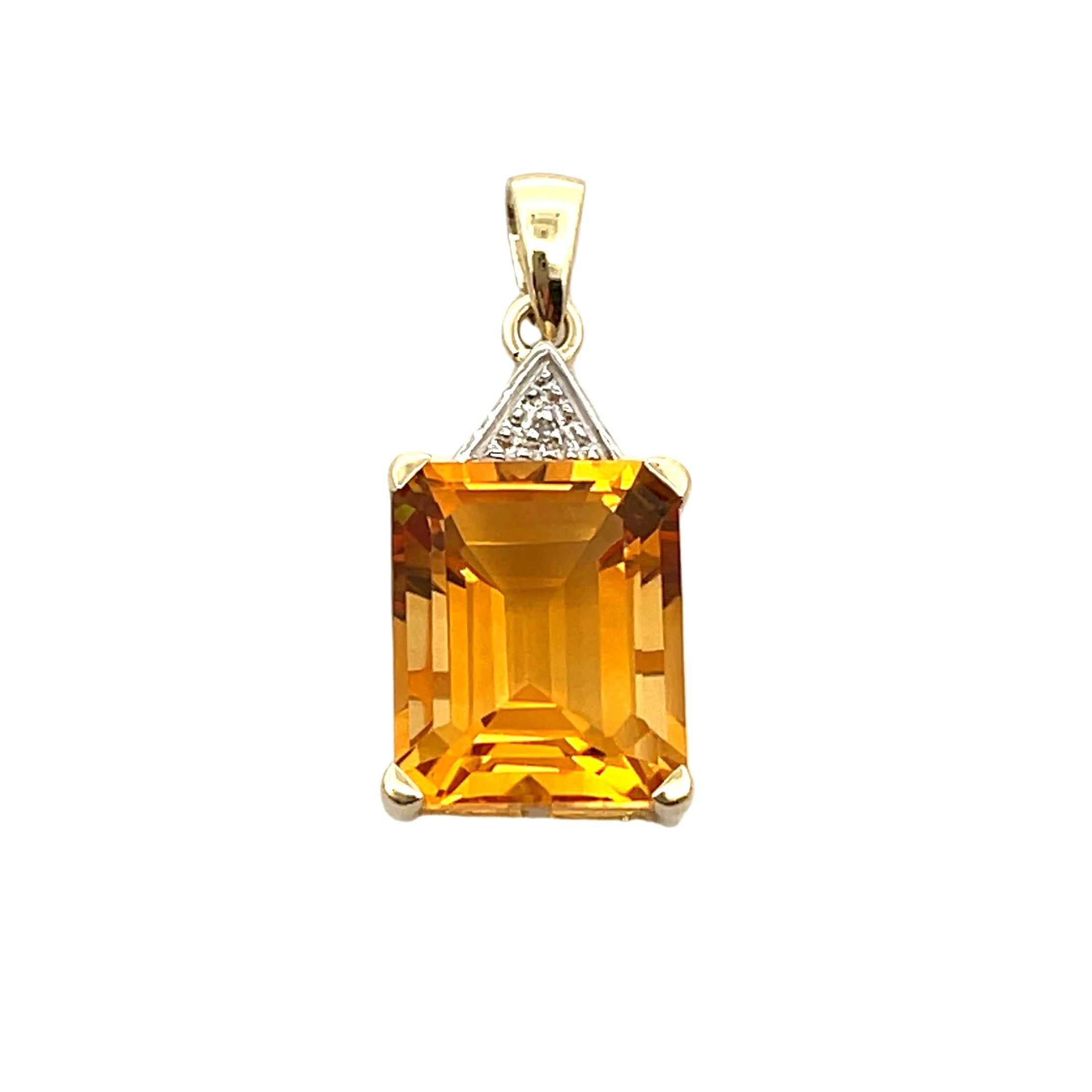 Citrine Diamond Fashion Pendants 10KT Yellow Gold by Bids.com
