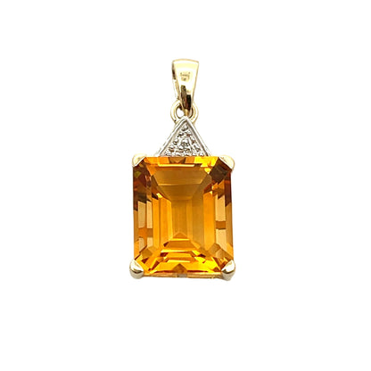 Citrine Diamond Fashion Pendants 10KT Yellow Gold by Bids.com