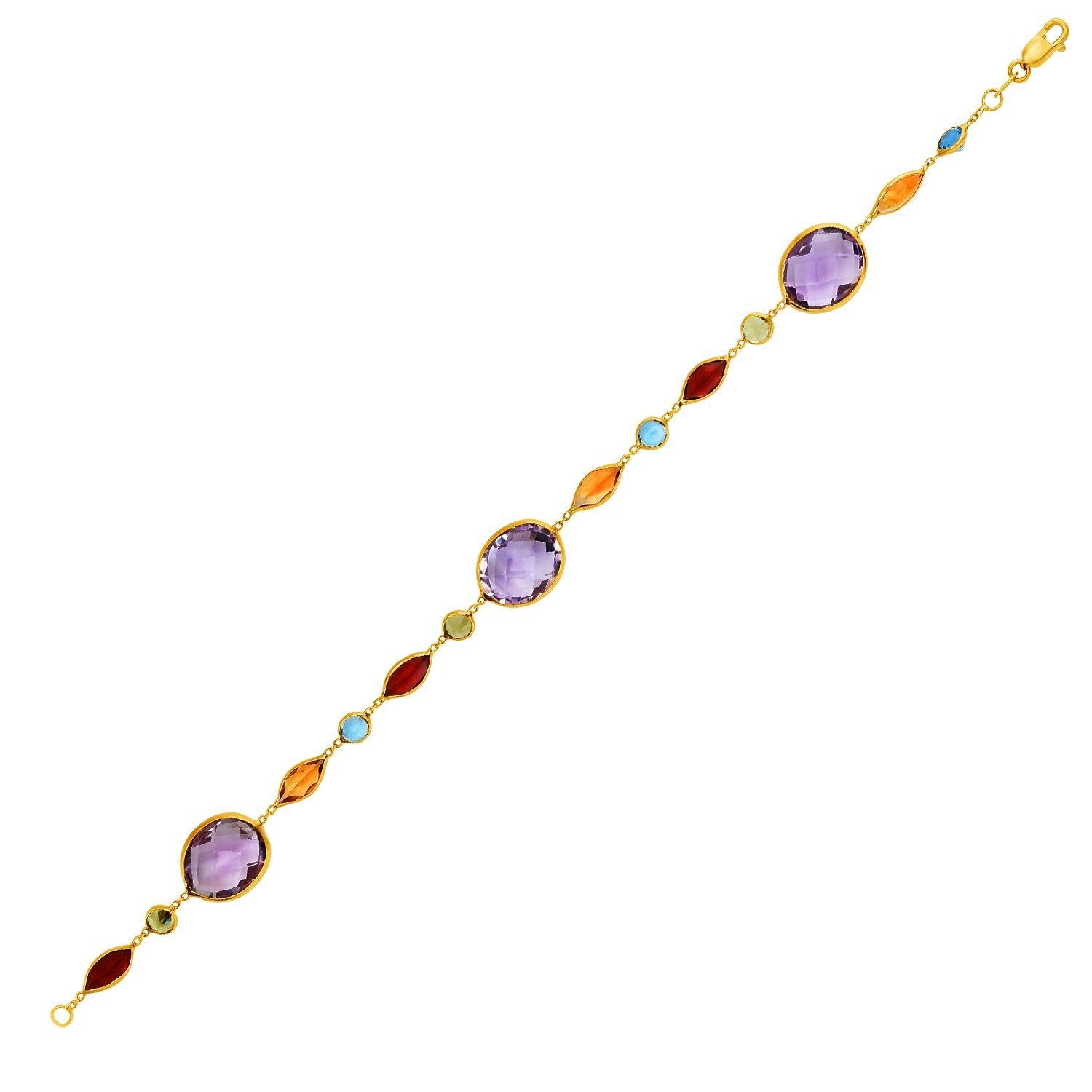 14k Yellow Gold Bracelet with Multi-Colored Stones by Bids.com