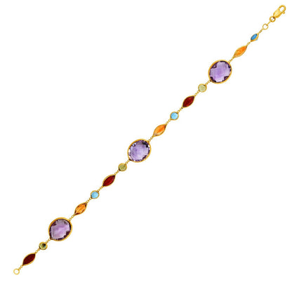 14k Yellow Gold Bracelet with Multi-Colored Stones by Bids.com