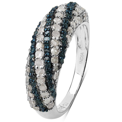 1.25 Carat Genuine Blue Diamond and White Diamond .925 Sterling Silver Ring by Bids.com