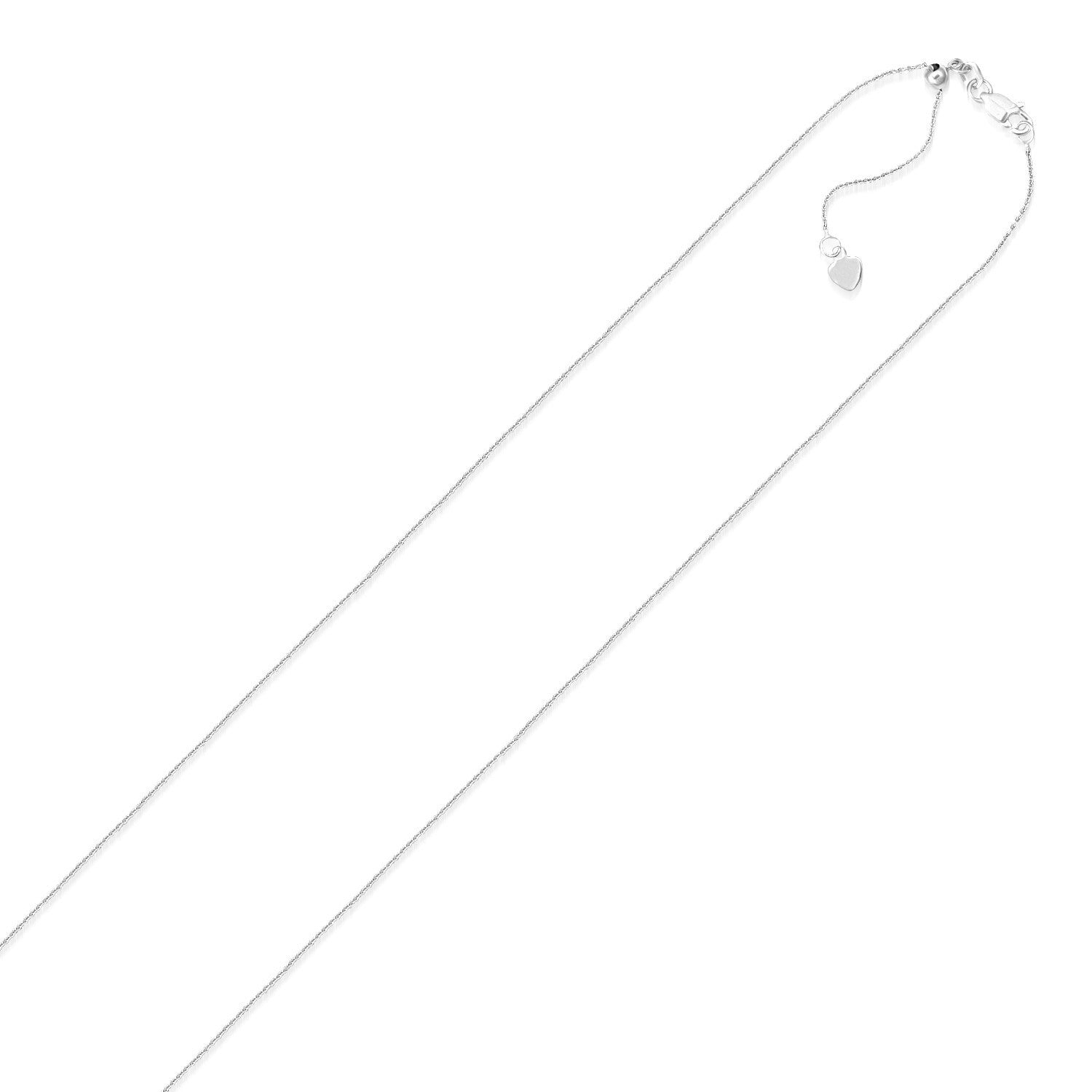 14k White Gold Adjustable Cable Chain 0.9mm  DestGlow