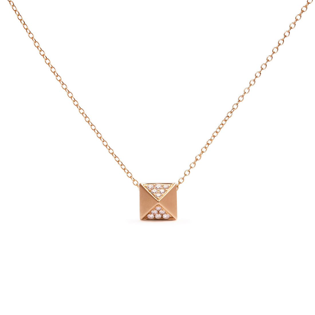 14K Yellow Gold 1/4 Cttw Diamond Matte Finished Pyramid Pendant Necklace (G-H Color, SI1-SI2 Clarity) - 18 Inches by Bids.com