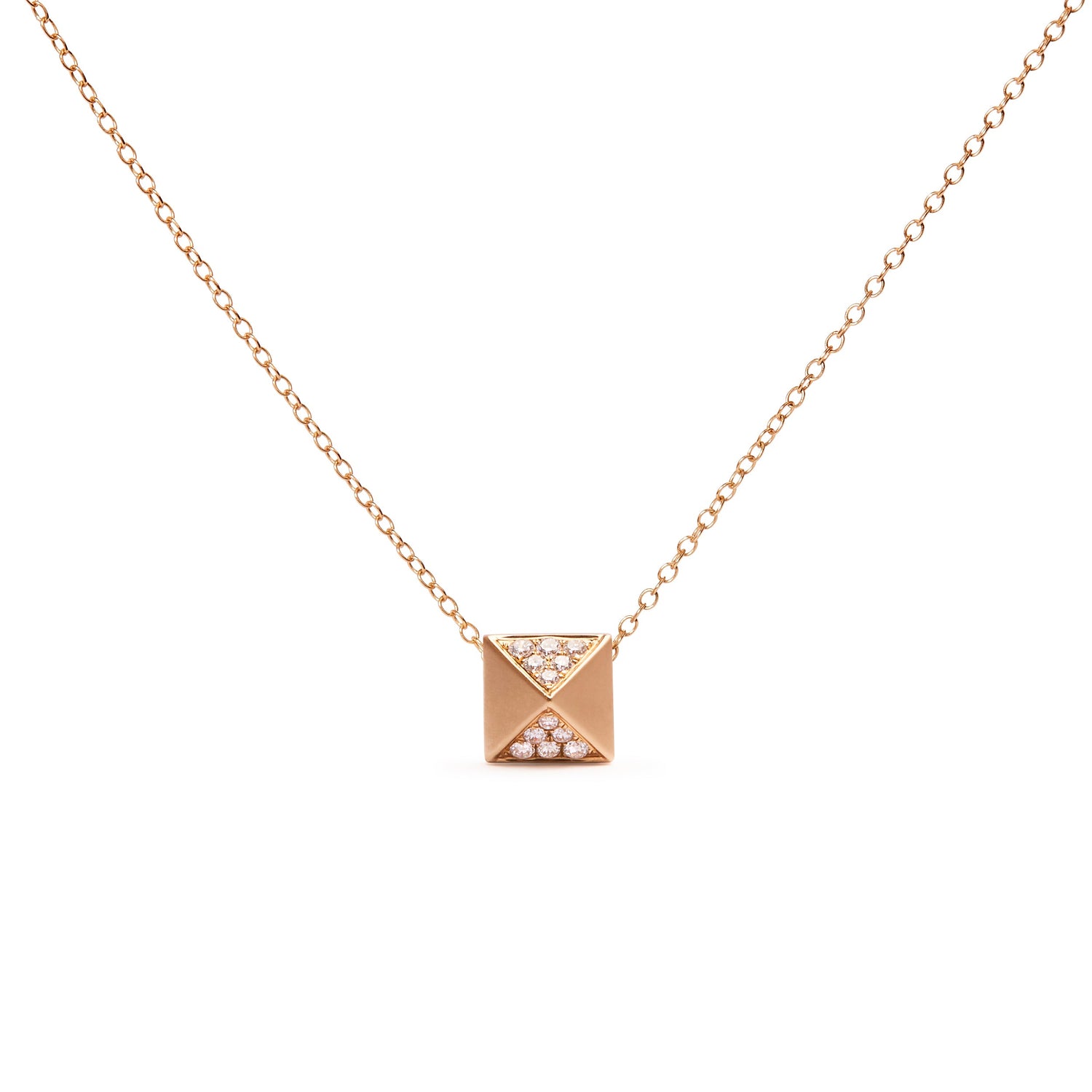 14K Yellow Gold 1/4 Cttw Diamond Matte Finished Pyramid Pendant Necklace (G-H Color, SI1-SI2 Clarity) - 18 Inches by Bids.com