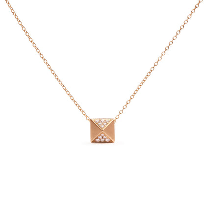 14K Yellow Gold 1/4 Cttw Diamond Matte Finished Pyramid Pendant Necklace (G-H Color, SI1-SI2 Clarity) - 18 Inches by Bids.com