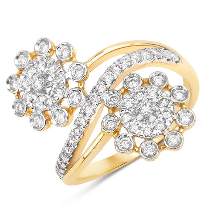 0.56 Carat Genuine White Diamond 14K Yellow Gold Ring (E-F Color, SI1-SI2 Clarity) by Bids.com