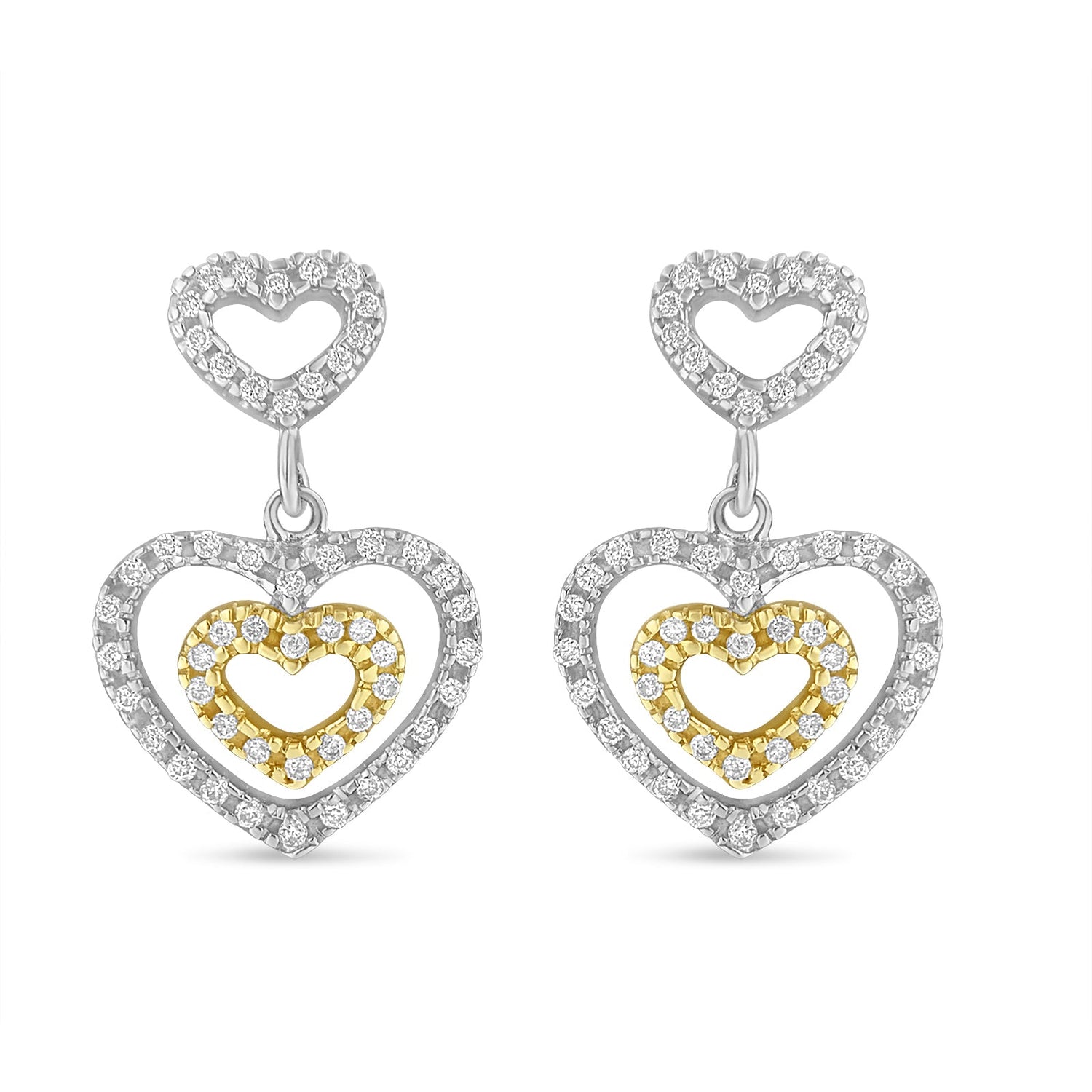 14K Two Toned 1/2 cttw Round Cut Diamond Earrings (H-I, SI1-SI2) by Bids.com