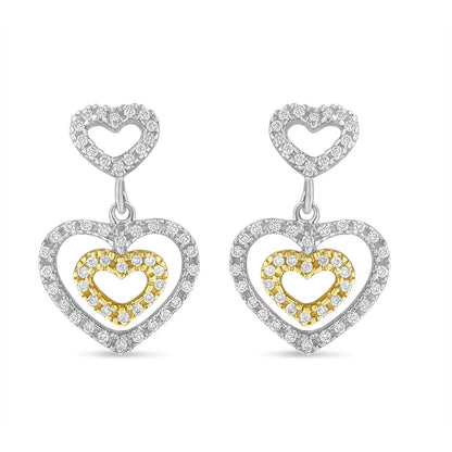 14K Two Toned 1/2 cttw Round Cut Diamond Earrings (H-I, SI1-SI2) by Bids.com