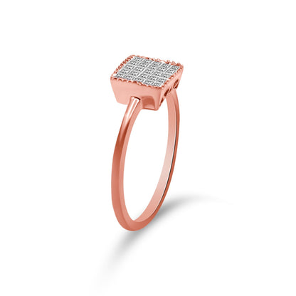 10K Rose Gold 1/3 Cttw Invisible Set Princess Cut Diamond Composite Square Shape Ring for Women (H-I color, I1-I2 clarity) - Size 7 