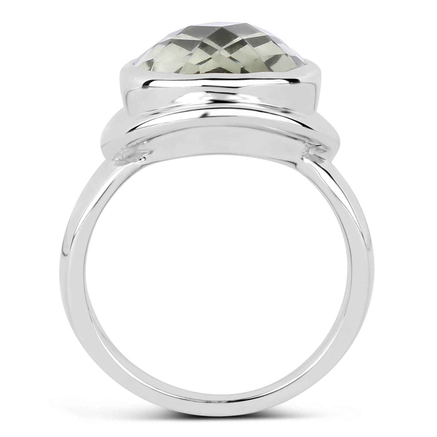 7.90 Carat Genuine Green Amethyst .925 Sterling Silver Ring  DestGlow
