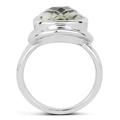 7.90 Carat Genuine Green Amethyst .925 Sterling Silver Ring  DestGlow