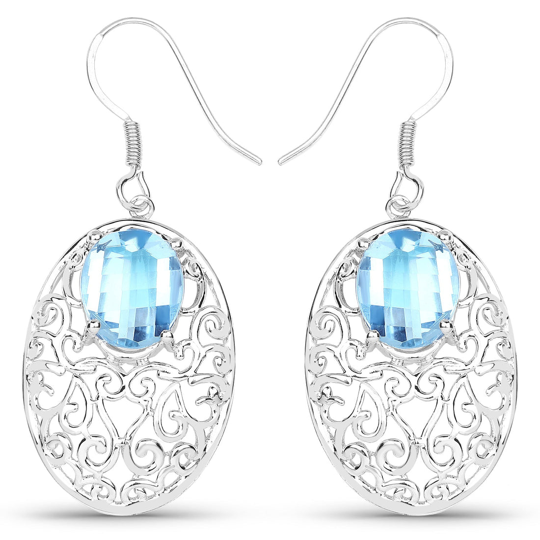 10.72 Carat Genuine Blue Topaz .925 Sterling Silver Earrings by Bids.com