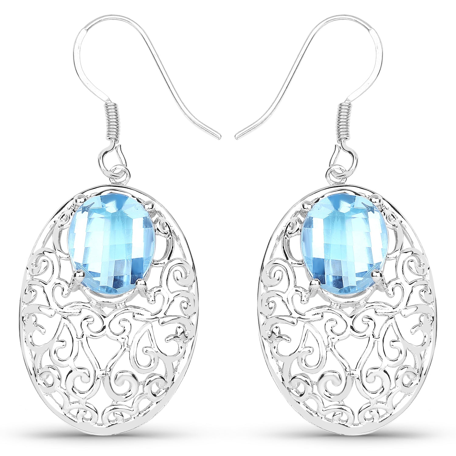 10.72 Carat Genuine Blue Topaz .925 Sterling Silver Earrings by Bids.com