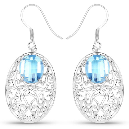 10.72 Carat Genuine Blue Topaz .925 Sterling Silver Earrings by Bids.com