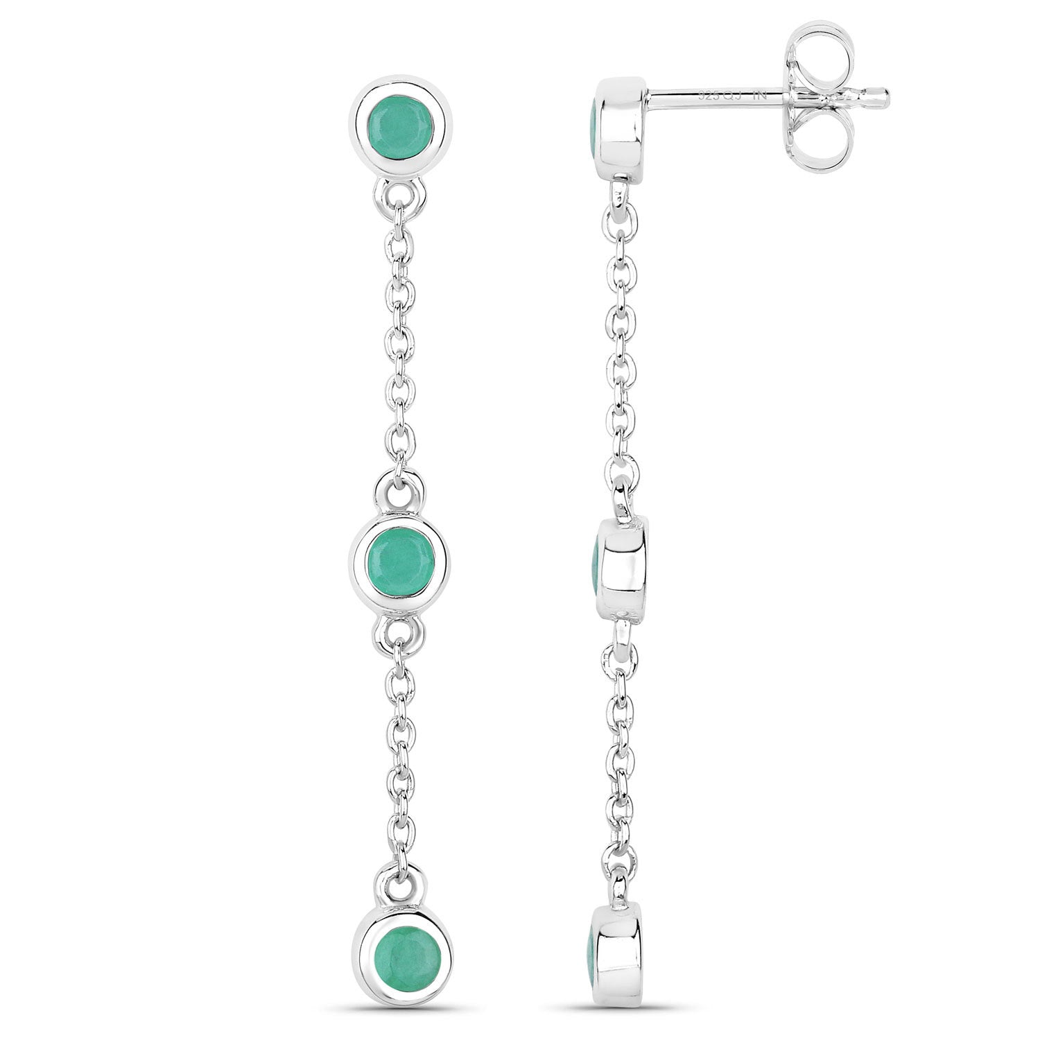 0.60 Carat Genuine Emerald .925 Sterling Silver Earrings by Bids.com