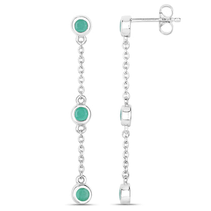 0.60 Carat Genuine Emerald .925 Sterling Silver Earrings by Bids.com