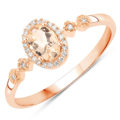 0.48 Carat Genuine Morganite and White Diamond 10K Rose Gold Ring by Bids.com