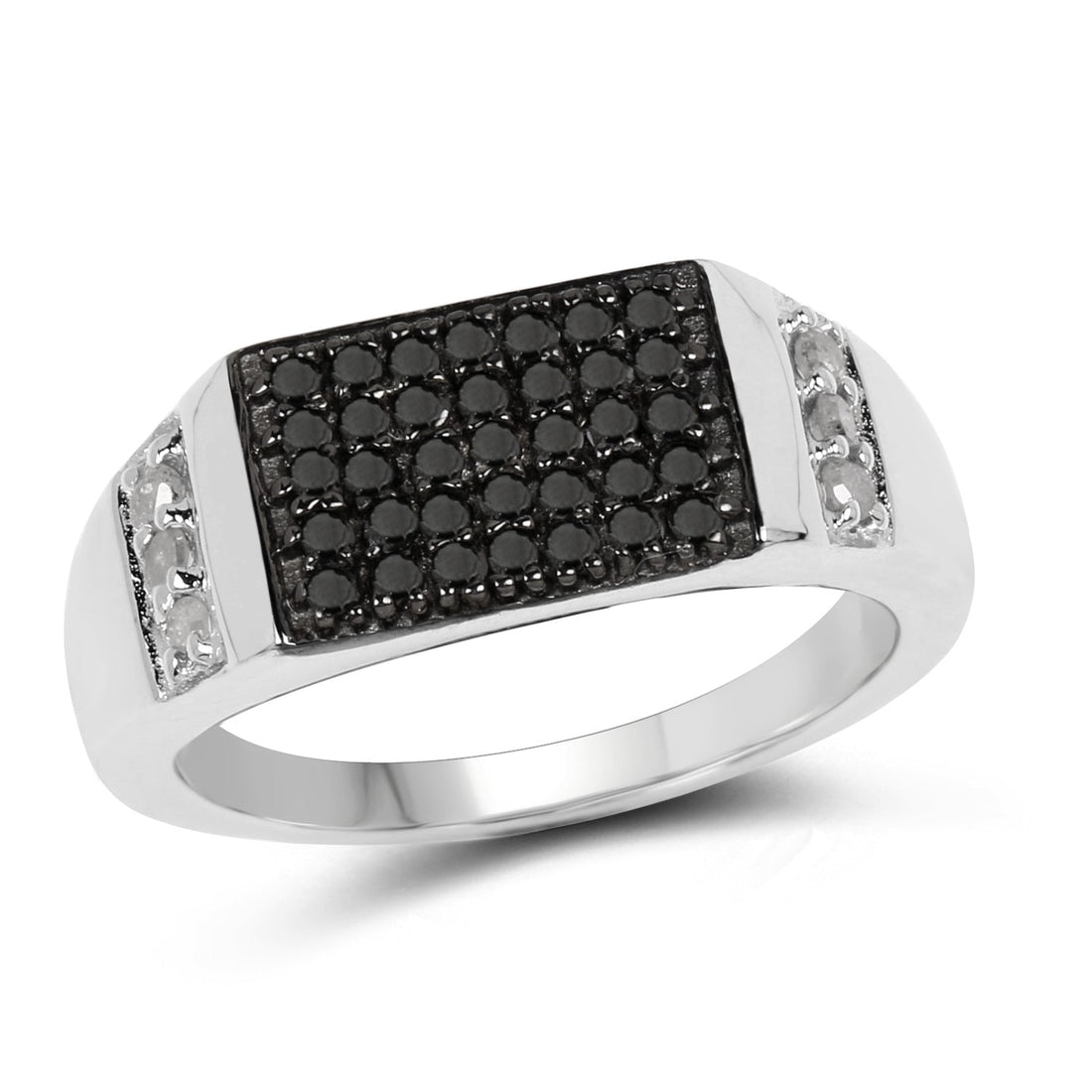 0.55 Carat Genuine Black Diamond and White Diamond .925 Sterling Silver Ring by Bids.com