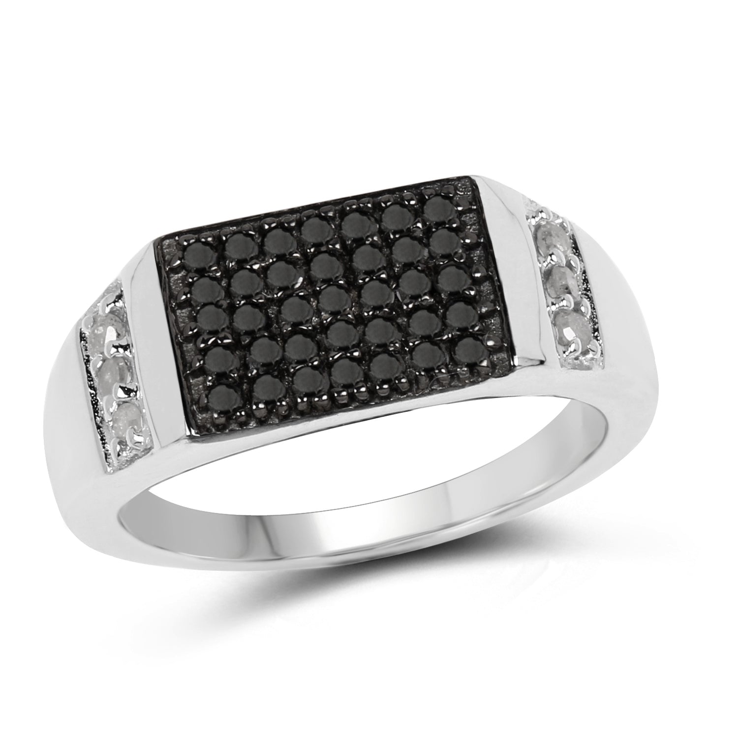 0.55 Carat Genuine Black Diamond and White Diamond .925 Sterling Silver Ring by Bids.com