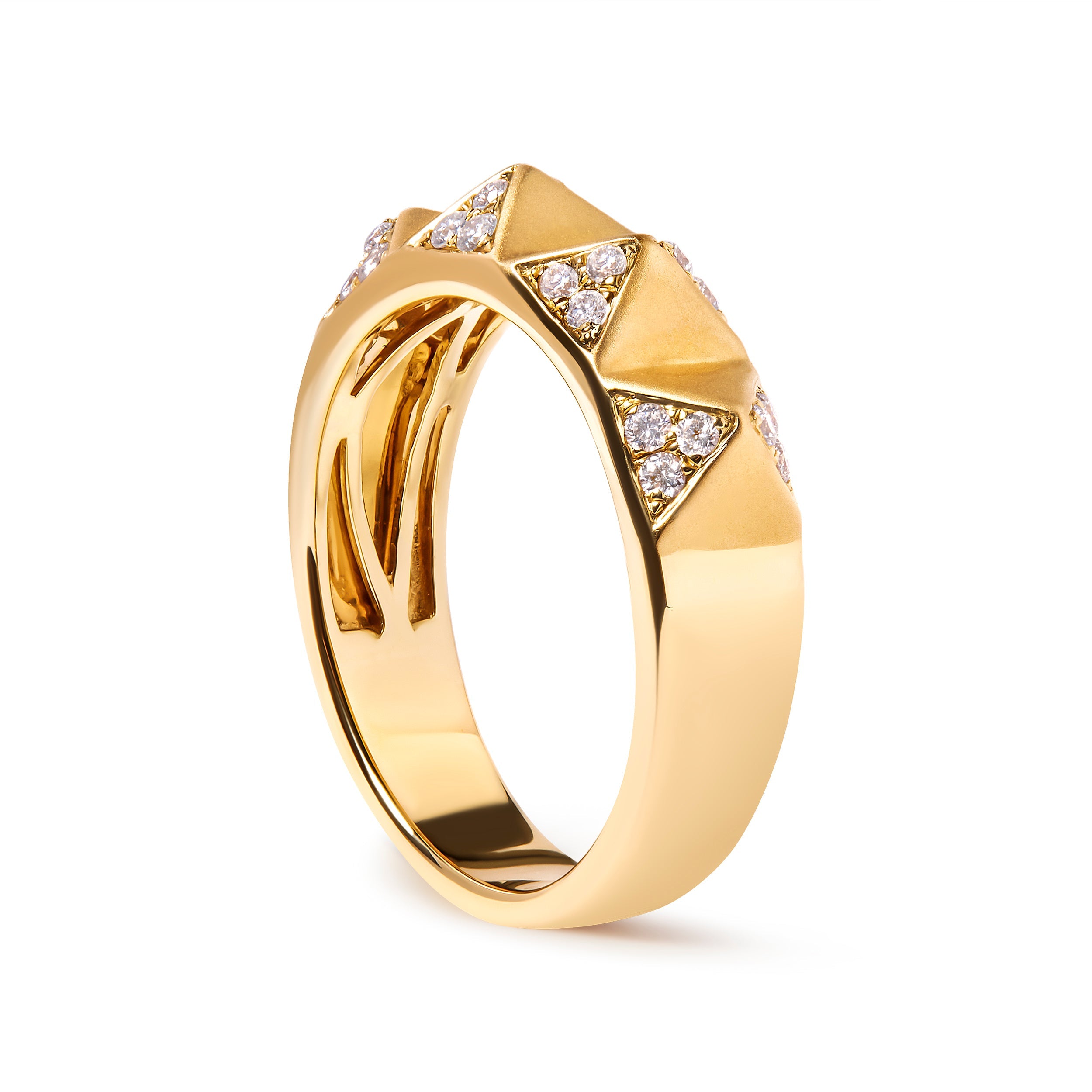 14K Yellow Gold 1/4 Cttw White Diamond Pyramid Band Ring (G-H Color, SI1-SI2 Clarity)- Size 7 by Bids.com