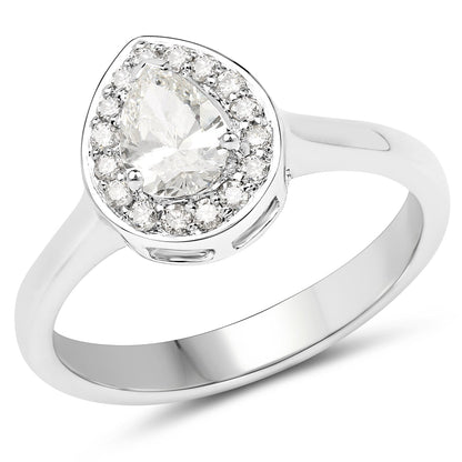 14K White Gold 0.64 Carat Genuine White Diamond Ring by Bids.com