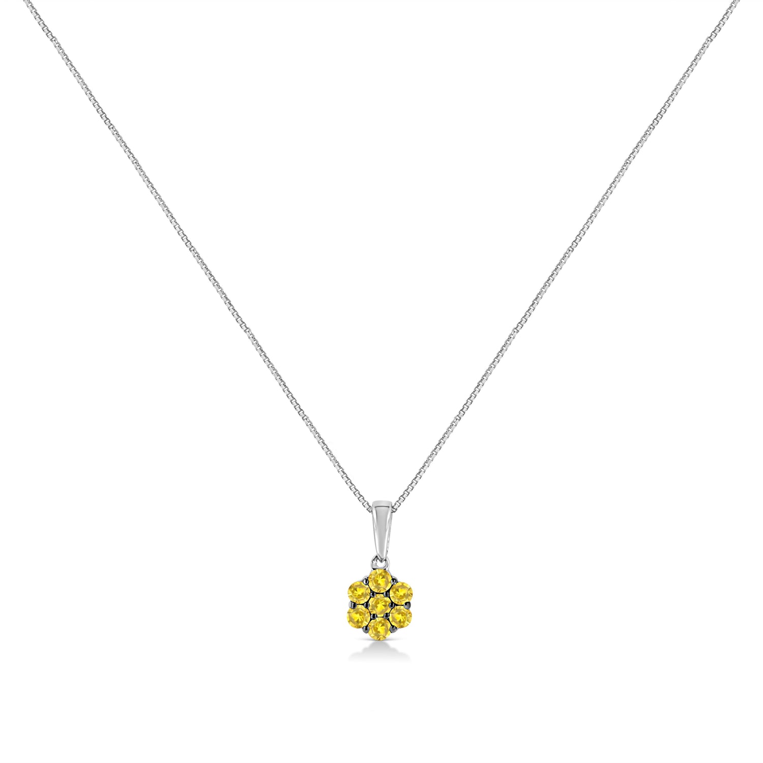 .925 Sterling Silver 1/2 Cttw Prong Set Treated Green Diamond Floral Cluster 18" Pendant Necklace (Green Color, I1-I2 Clarity) by Bids.com