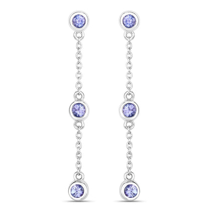 0.60 Carat Genuine Tanzanite .925 Sterling Silver Earrings by Bids.com