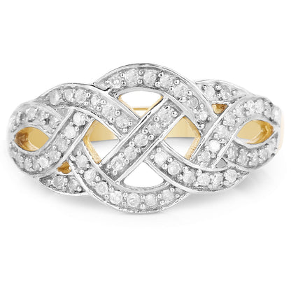 14K Yellow Gold Plated 0.26 Carat Genuine White Diamond .925 Sterling Silver Ring by Bids.com