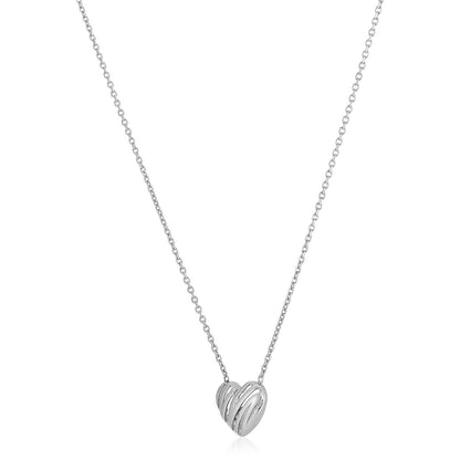 14k White Gold High Polish Scribbles Heart Necklace  DestGlow