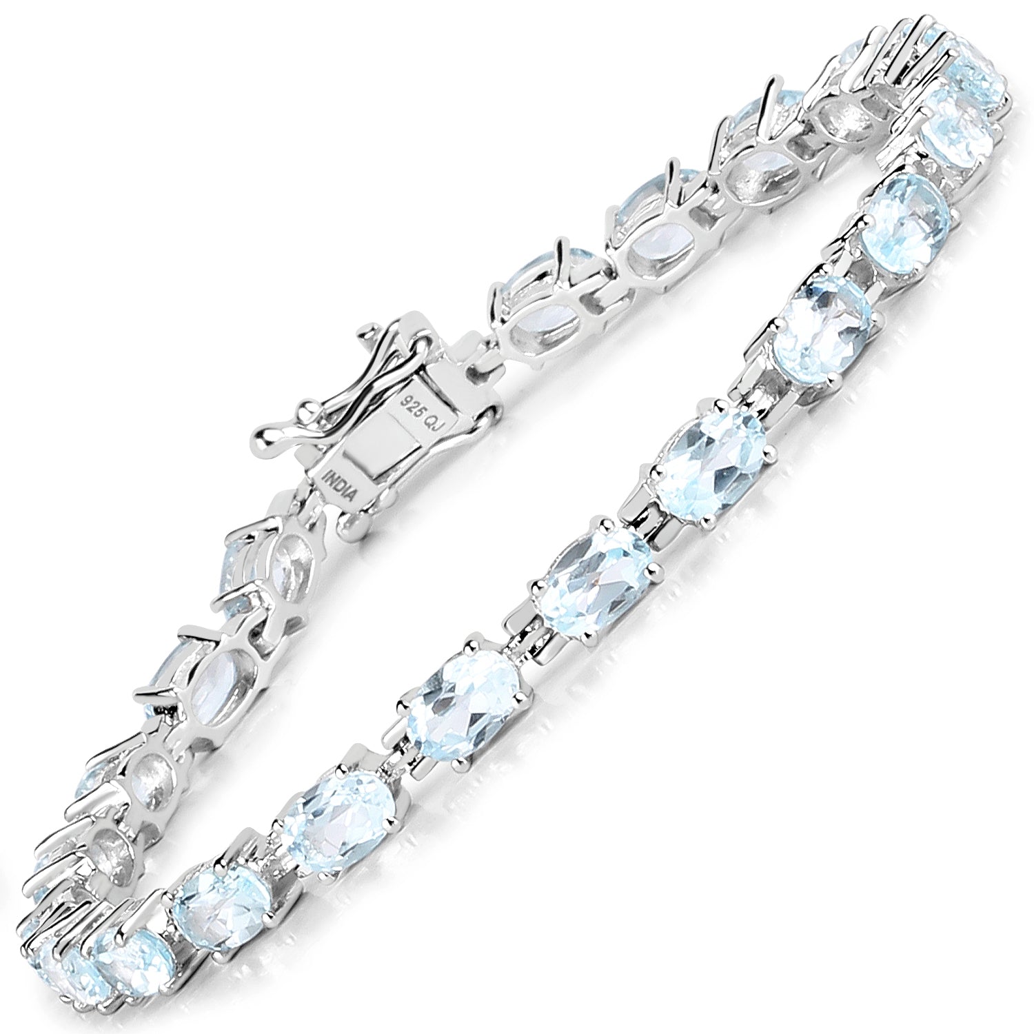10.71 Carat Genuine Blue Topaz .925 Sterling Silver Bracelet  DestGlow