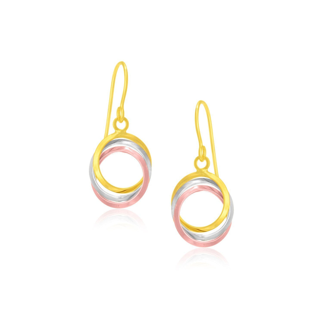 14k Tri-Color Gold Open Entwined Ring Earrings by Bids.com