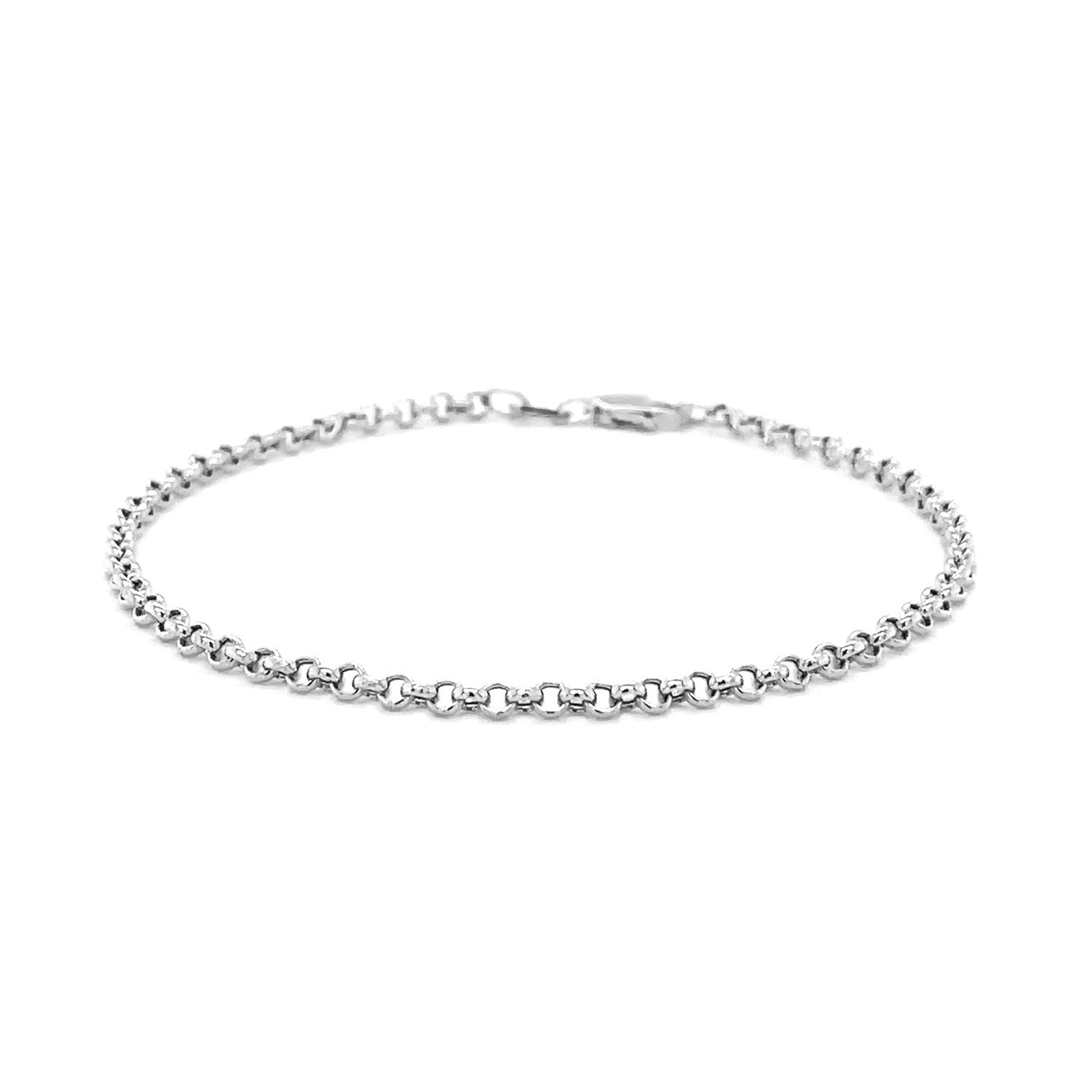 2.3mm 14k White Gold Rolo Bracelet  DestGlow