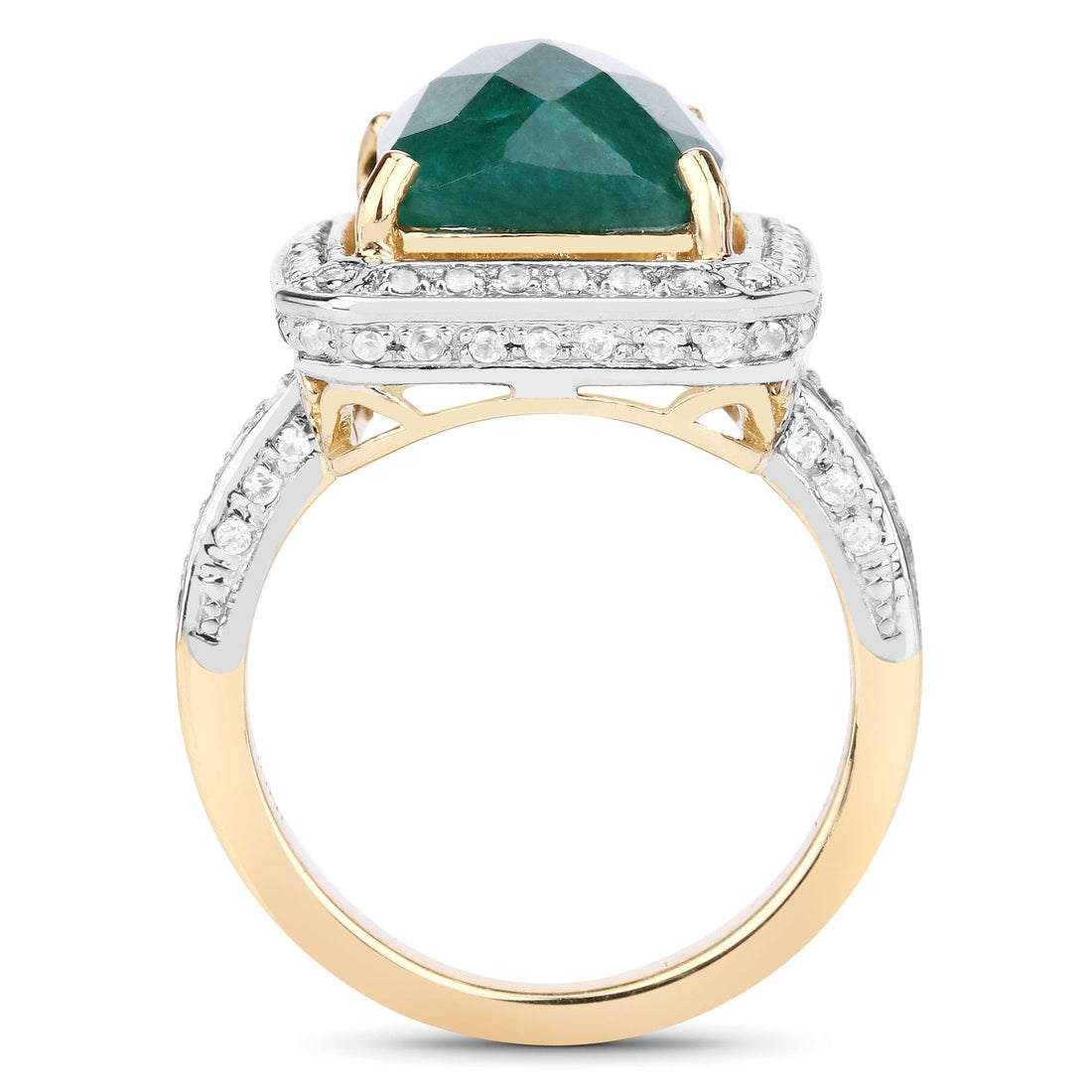 5.18 Carat Dyed Emerald and White Topaz .925 Sterling Silver Ring by Bids.com