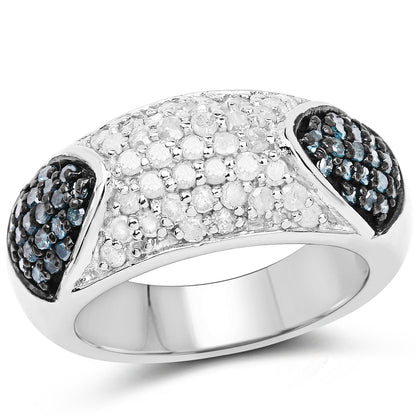 0.94 Carat Genuine Blue Diamond and White Diamond .925 Sterling Silver Ring by Bids.com