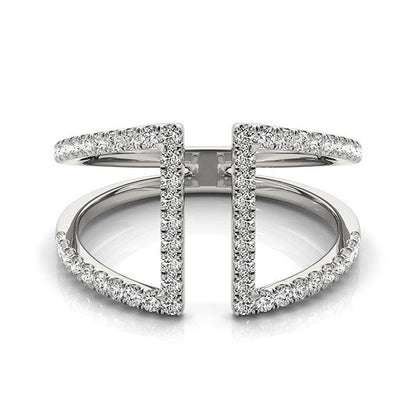 14k White Gold Open Style Dual Band Ring with Diamonds (1/2 cttw) by Bids.com