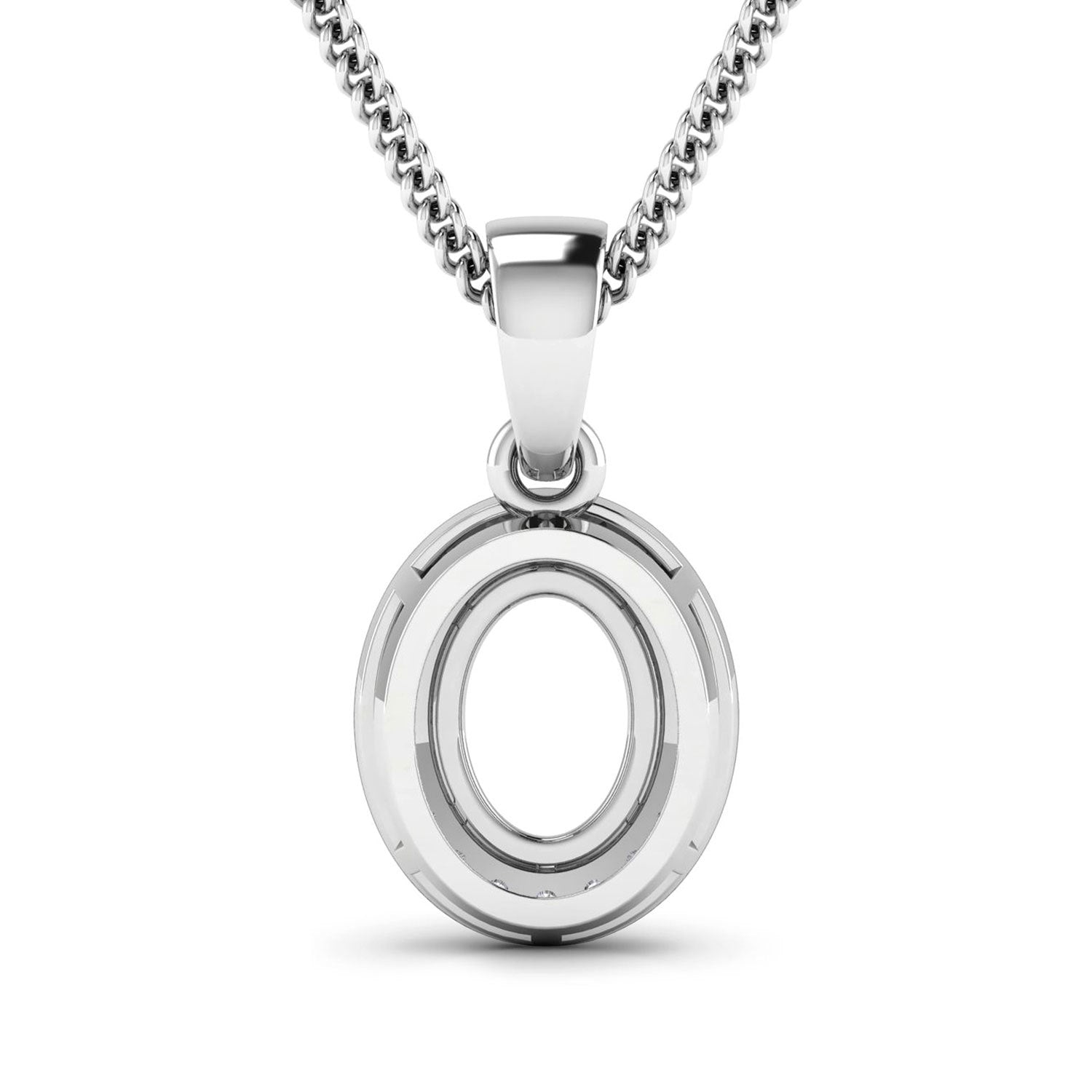 0.18 Carat Genuine White Diamond 14K White Gold Semi Mount Pendant - holds 8x6mm Oval Gemstone by Bids.com