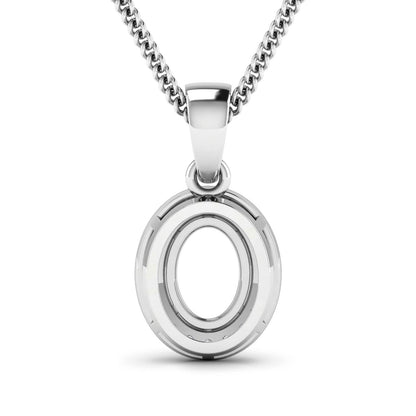 0.18 Carat Genuine White Diamond 14K White Gold Semi Mount Pendant - holds 8x6mm Oval Gemstone by Bids.com