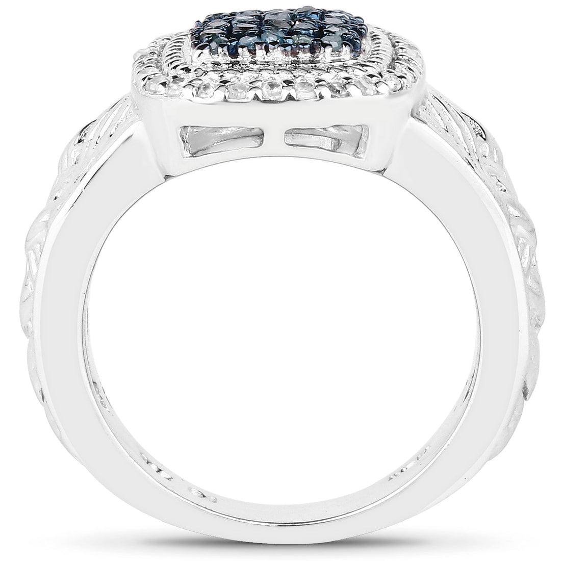 0.28 Carat Genuine Blue Diamond and White Diamond .925 Sterling Silver Ring by Bids.com