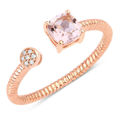 0.62 Carat Genuine Morganite and White Diamond 14K Rose Gold Ring  DestGlow