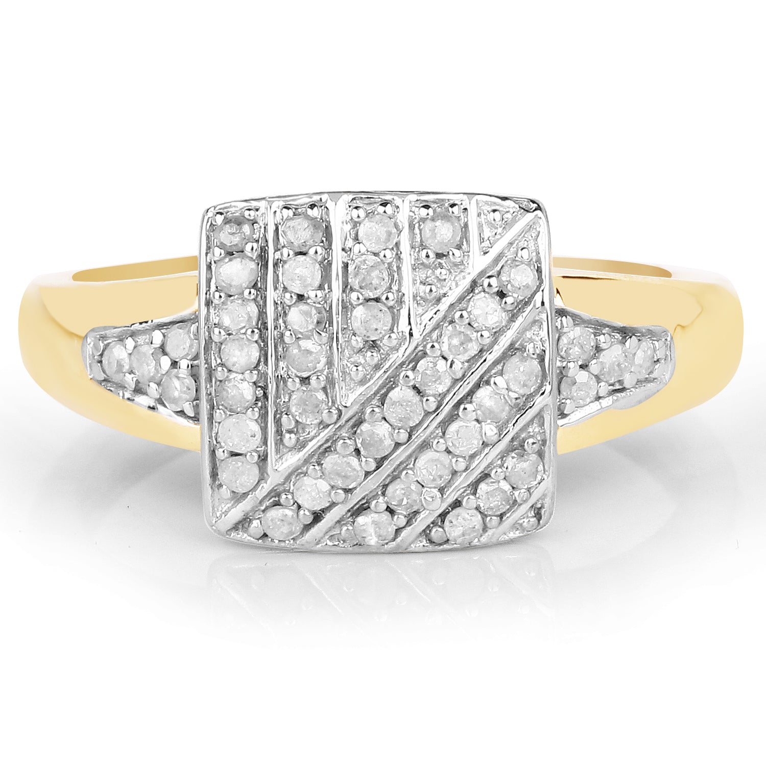 14K Yellow Gold Plated 0.23 Carat Genuine White Diamond .925 Sterling Silver Ring by Bids.com