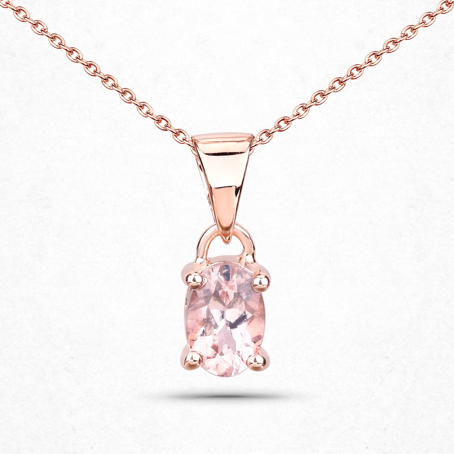 18K Rose Gold Plated 0.70 Carat Genuine Morganite .925 Sterling Silver Pendant  DestGlow