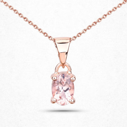 18K Rose Gold Plated 0.70 Carat Genuine Morganite .925 Sterling Silver Pendant  DestGlow