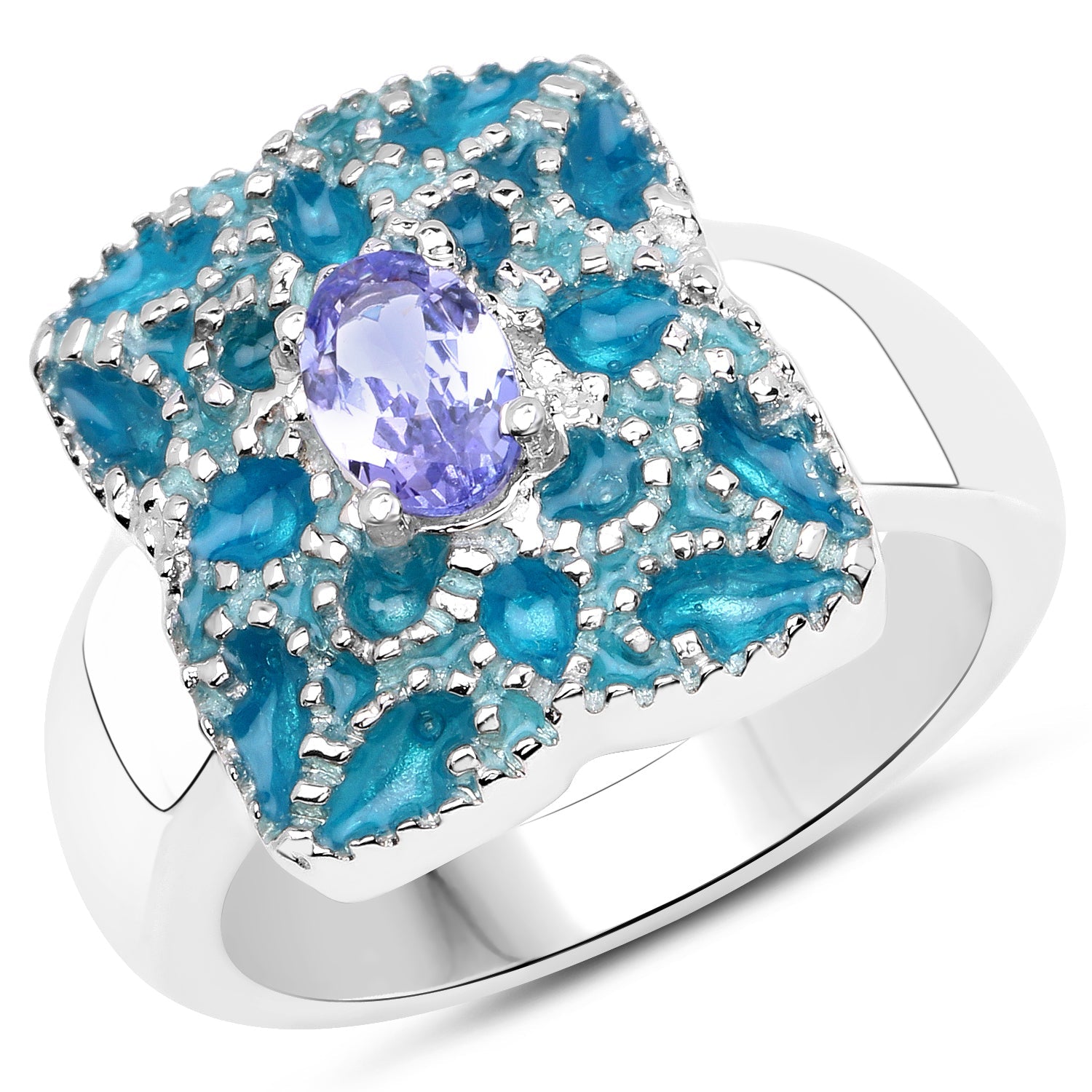 0.44 Carat Genuine Tanzanite .925 Sterling Silver Ring by Bids.com