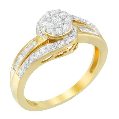 10K Yellow Gold Diamond Cluster Ring (1/2 Cttw, I-J Color, I2-I3 Clarity) - Size 6 by Bids.com