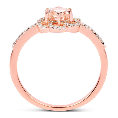 0.54 Carat Genuine Morganite and White Diamond 14K Rose Gold Ring by Bids.com