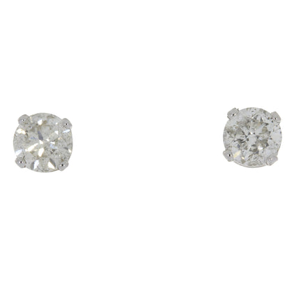 Natural .75ct Diamond Stud Earrings 14KT White Gold by Bids.com
