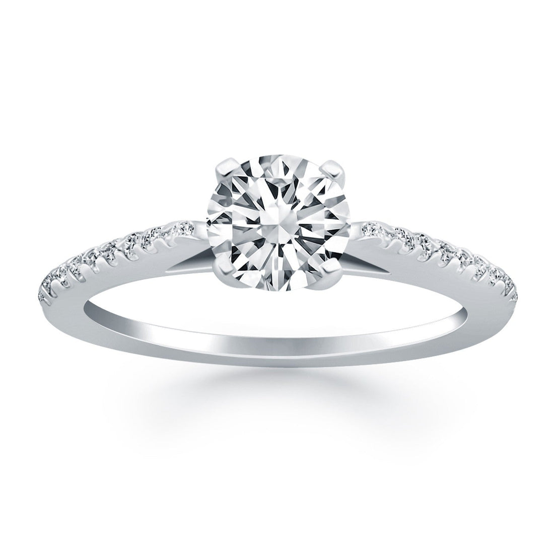14k White Gold Micro Prong Diamond Cathedral Engagement Ring by Bids.com