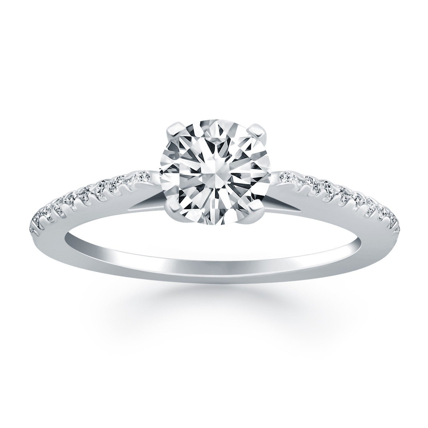 14k White Gold Micro Prong Diamond Cathedral Engagement Ring by Bids.com