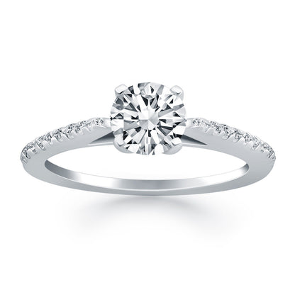14k White Gold Micro Prong Diamond Cathedral Engagement Ring by Bids.com